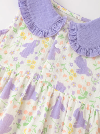 Baby Babydoll Collar Sleeveless All-Over Bunny Print Dress &amp; Knicker Set