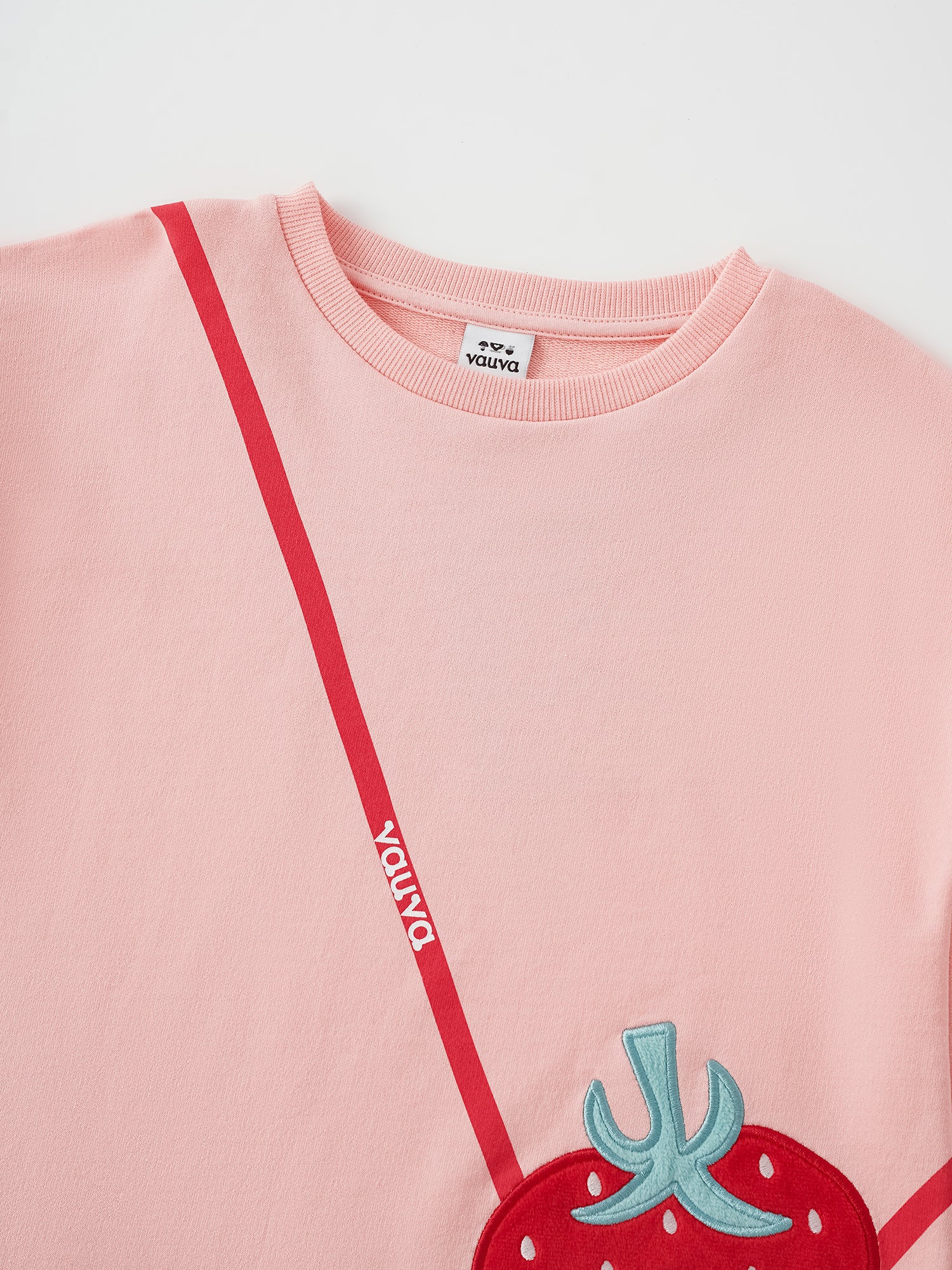 Kid Long Sleeve Strawberry Applique Sweatdress