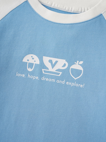 Kid Raglan Sleeve Print Tee