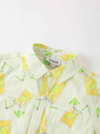 Kid Short Sleeve All-Over Lemon Tea Print Shirt