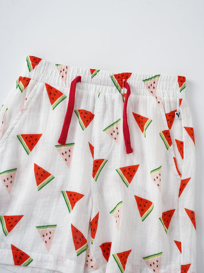 Kid All-Over Watermelon Print Bermuda Shorts