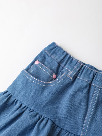 Kid Ruffle Bottom Denim Skirt
