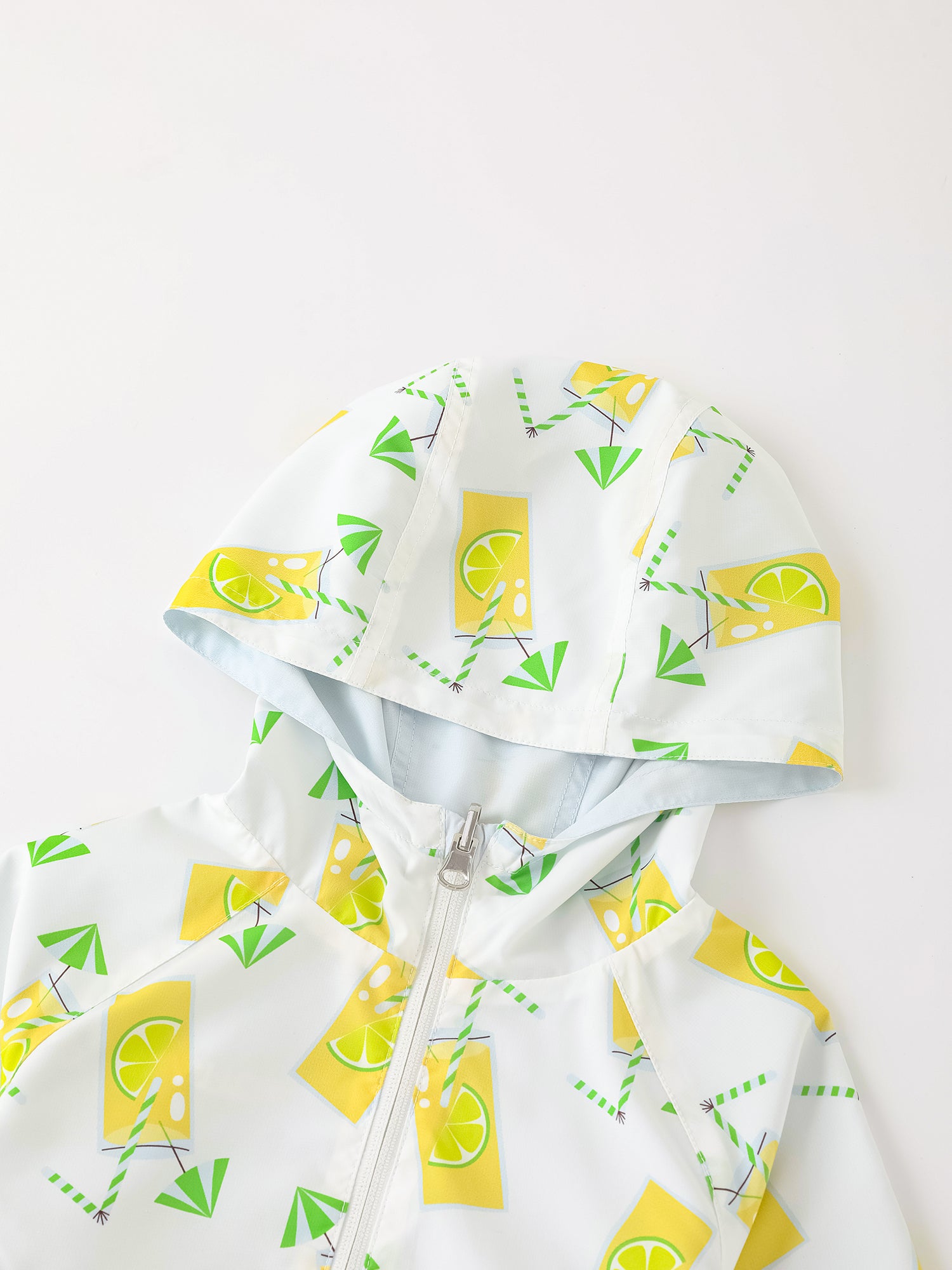 Kid Reversible All-Over Lemon Tea Print Zipped Windbreaker