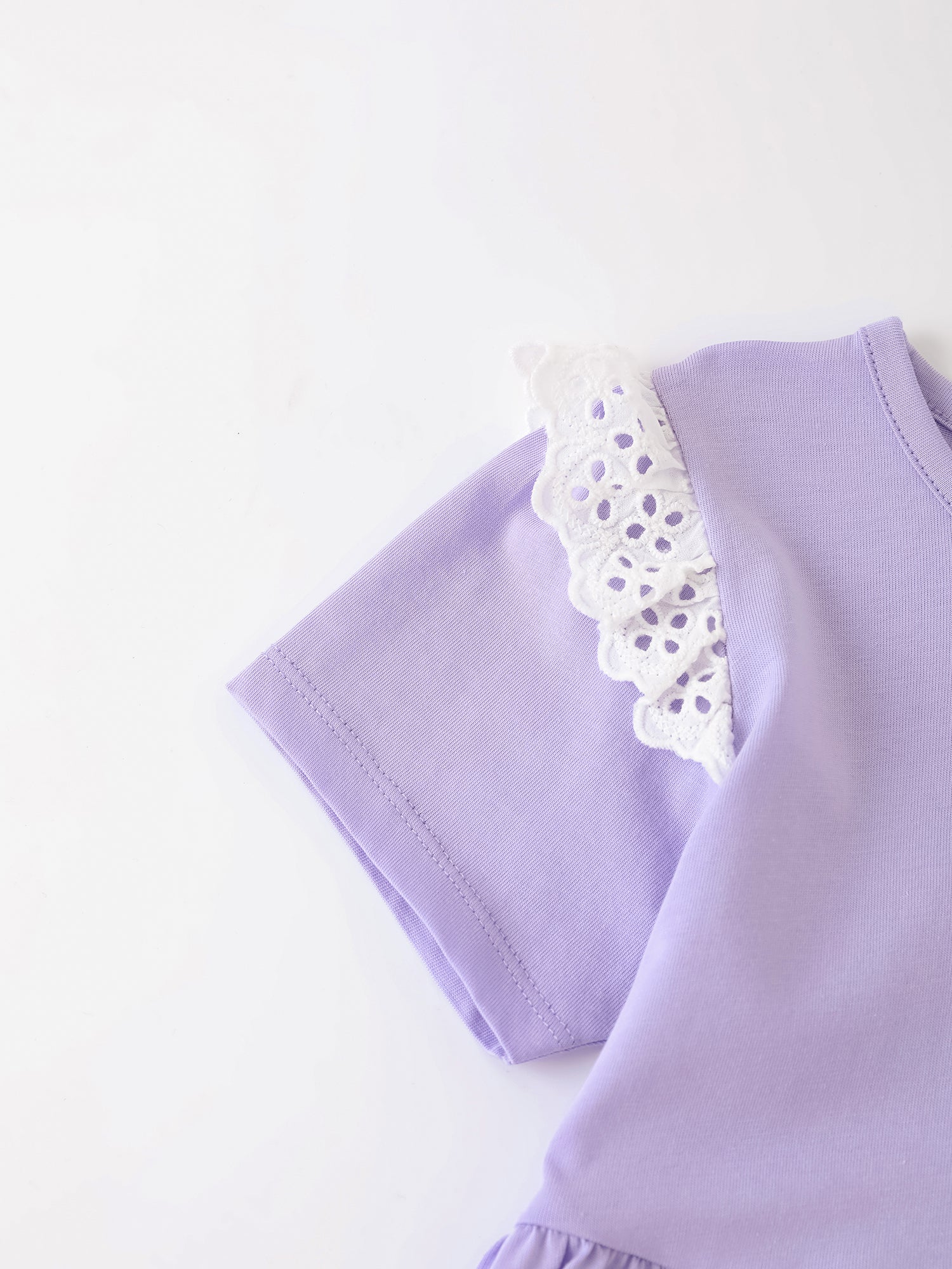 Kid Short Sleeve Lace-Trimmed Bunny Print Dress