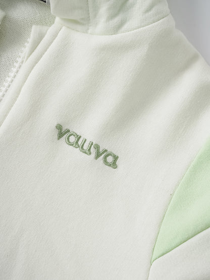 Kid Short Sleeve Logo Embroidery Zipped Hoodie