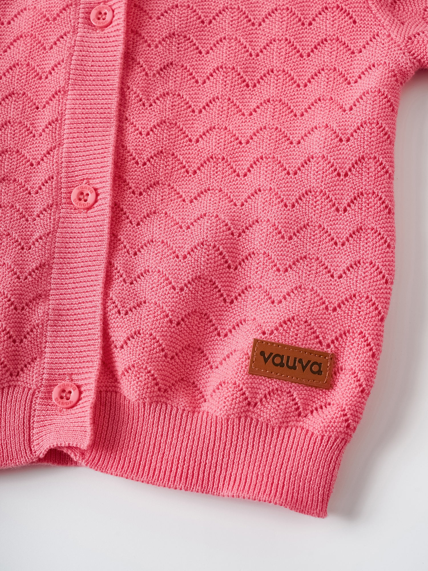 Kid Logo Patch Pointelle Cardigan