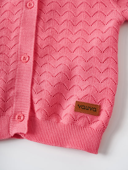 Kid Logo Patch Pointelle Cardigan