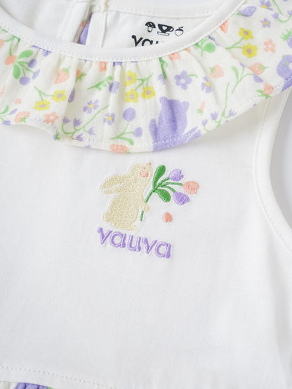 Kid Sleeveless All-Over Bunny Print Layered Dress