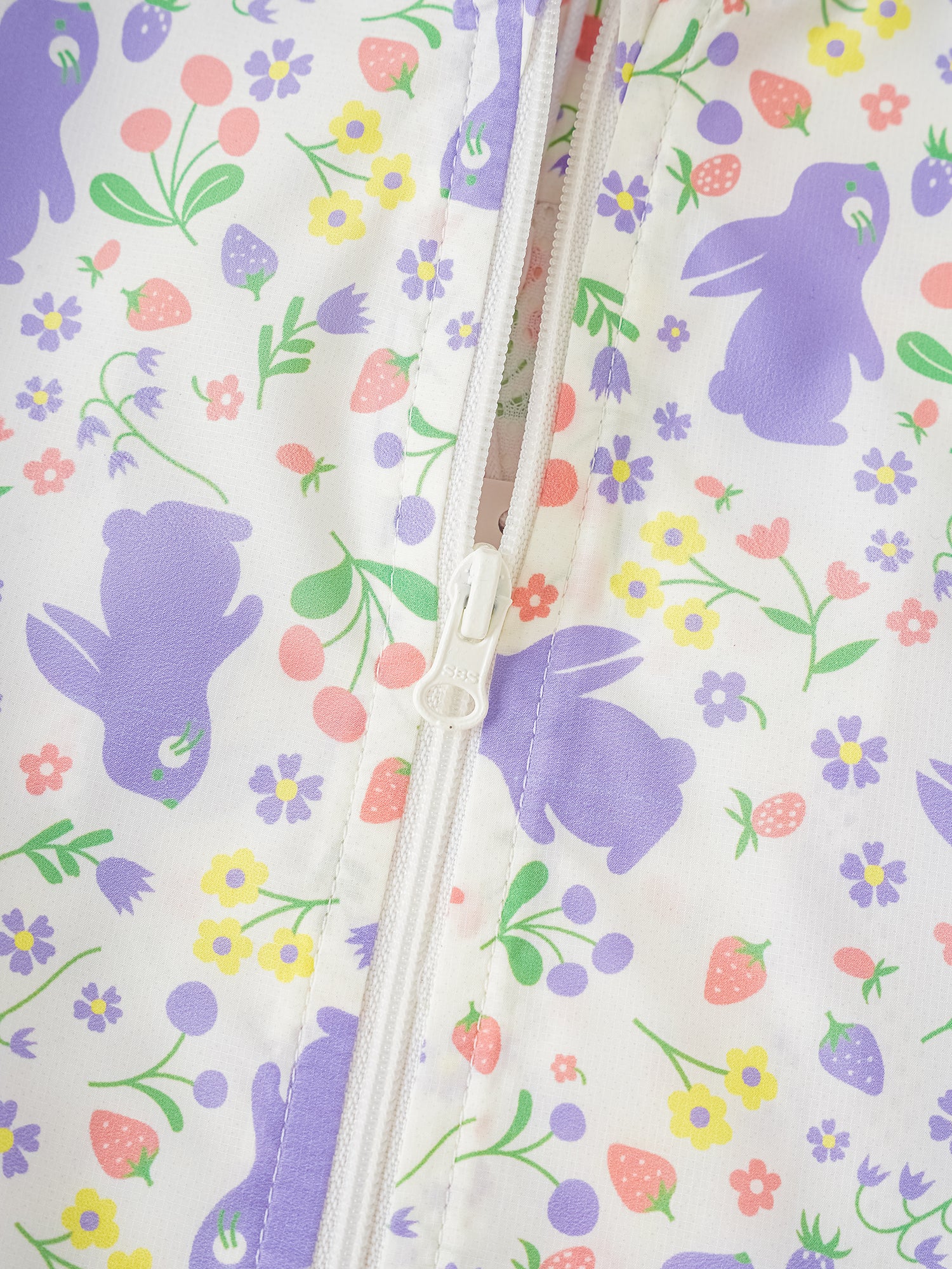 Kid All-Over Bunny Print Frills Zipped Windbreaker