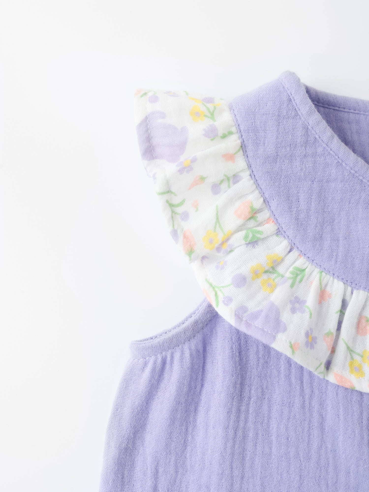 Baby Sleeveless All-Over Bunny Print Ruffle Two-Tone Top