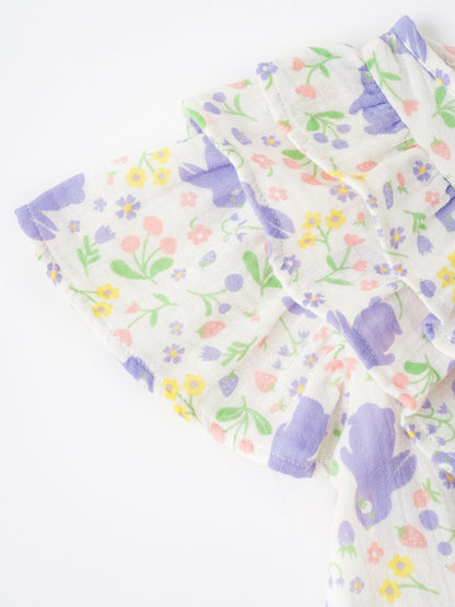 Kid All-Over Bunny Print Frills Top