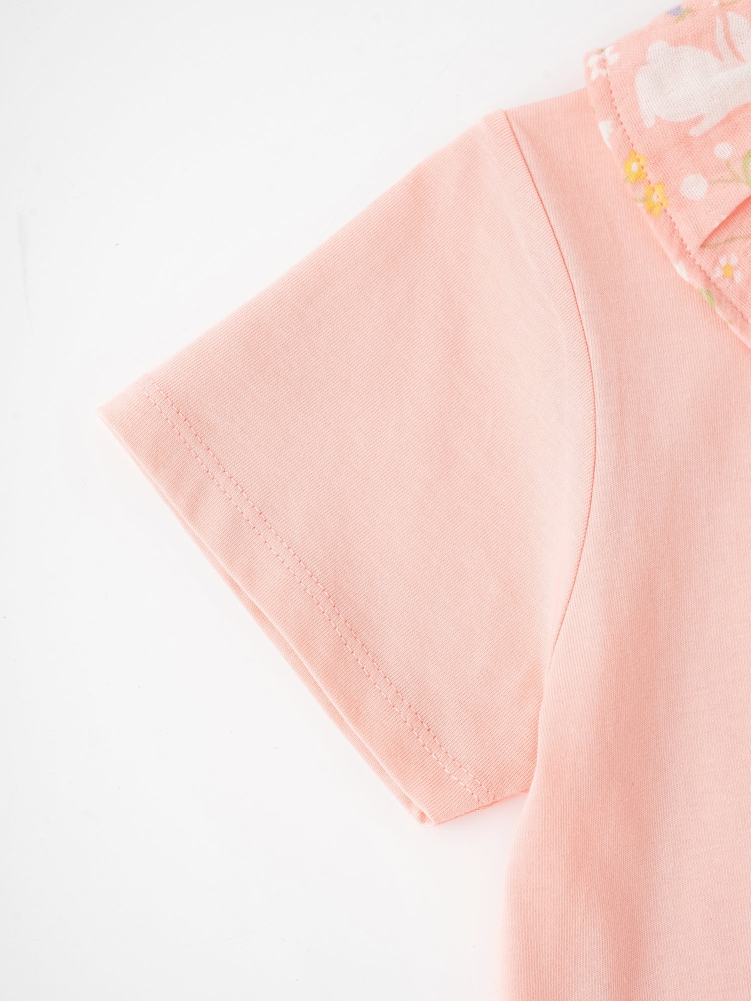 Kid Ruffle Collar Short Sleeve Bunny Print Tee