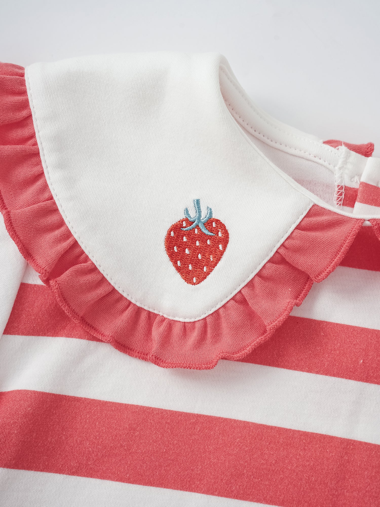 Kid Puritan Collar Short Sleeve Stripe Print Top