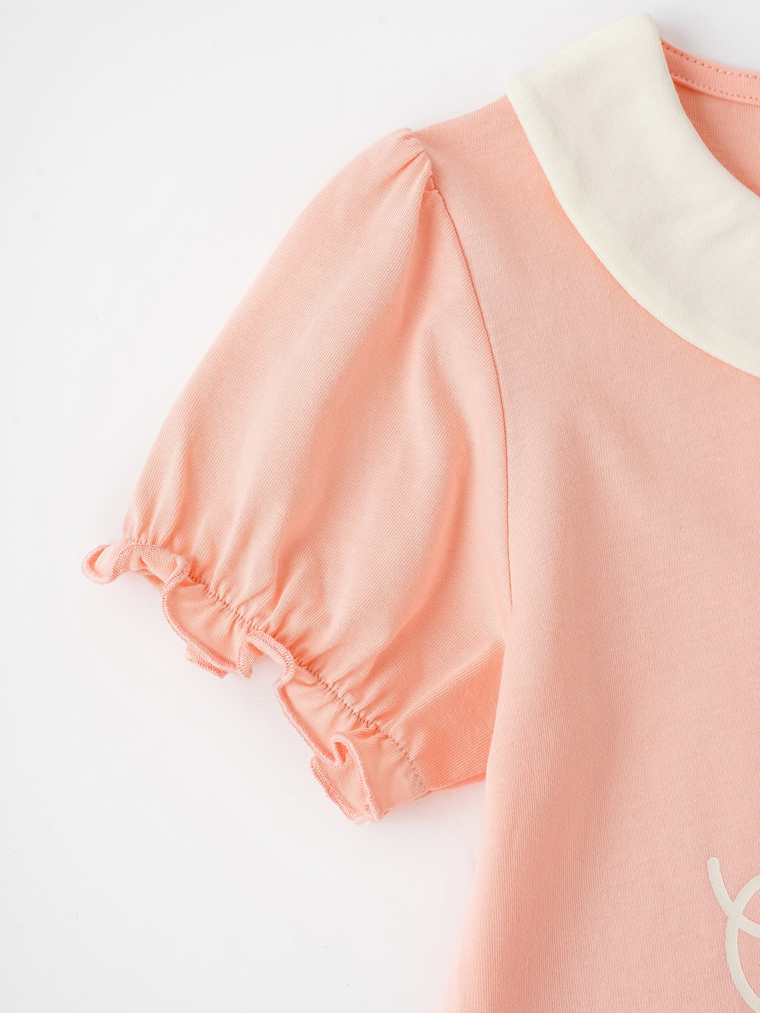 Kid Signature Collar Short Sleeve Bunny Print Tee