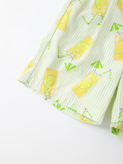 Kid All-Over Lemon Tea Print Shorts