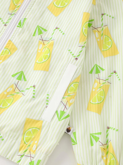 Kid All-Over Lemon Tea Print Zipped Bomber Jacket