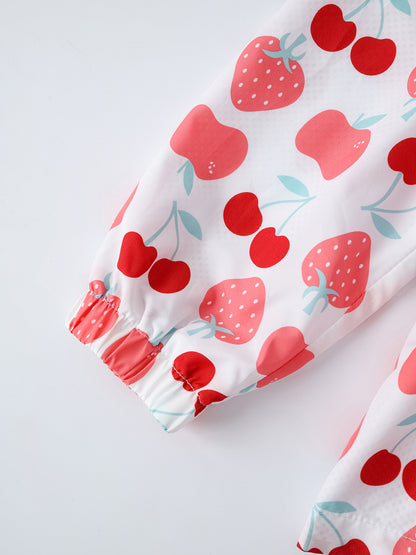 Kid All-Over Berries Print Zipped Windbreaker