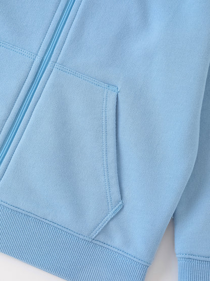 Kid Long Sleeve Embroidery Zipped Hoodie