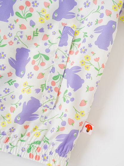 Kid All-Over Bunny Print Frills Zipped Windbreaker