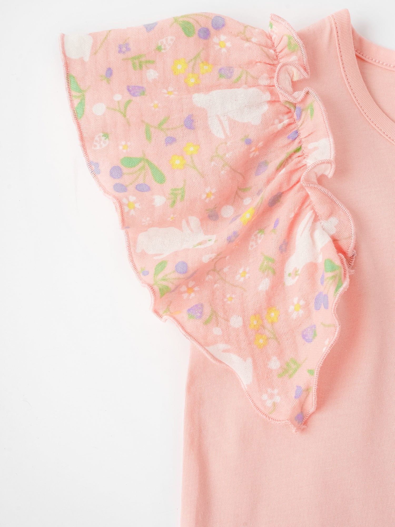 Kid Ruffle Cap Sleeve Bunny Print Dress