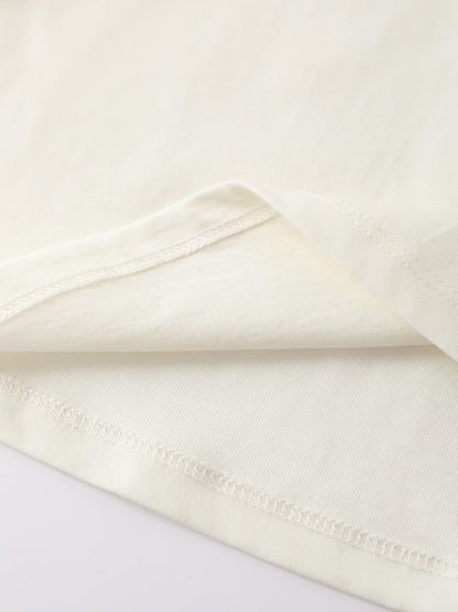 Kid Short Sleeve Lace-Trimmed Bunny Print Dress