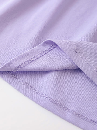 Kid Short Sleeve Lace-Trimmed Bunny Print Dress