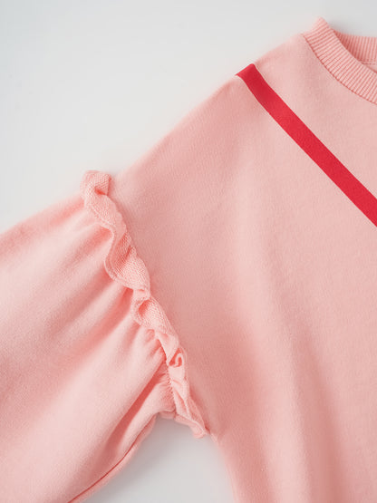 Kid Long Sleeve Strawberry Applique Sweatdress