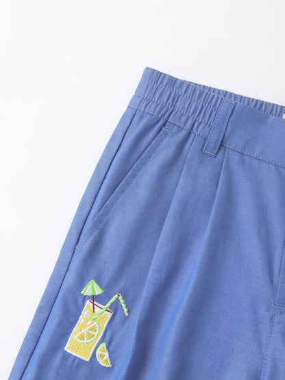 Kid Lemon Tea Print Barrel Pants