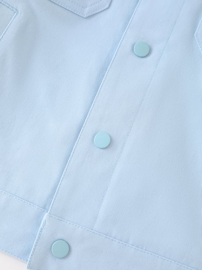 Kid Logo Embroidery Buttoned Jacket