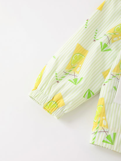 Kid All-Over Lemon Tea Print Zipped Bomber Jacket