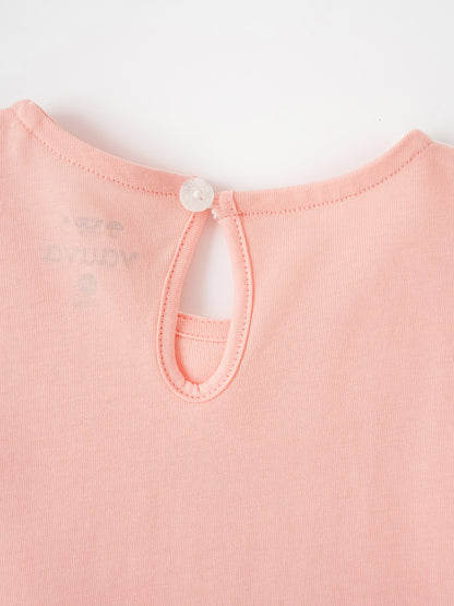 Kid Signature Collar Short Sleeve Bunny Print Tee