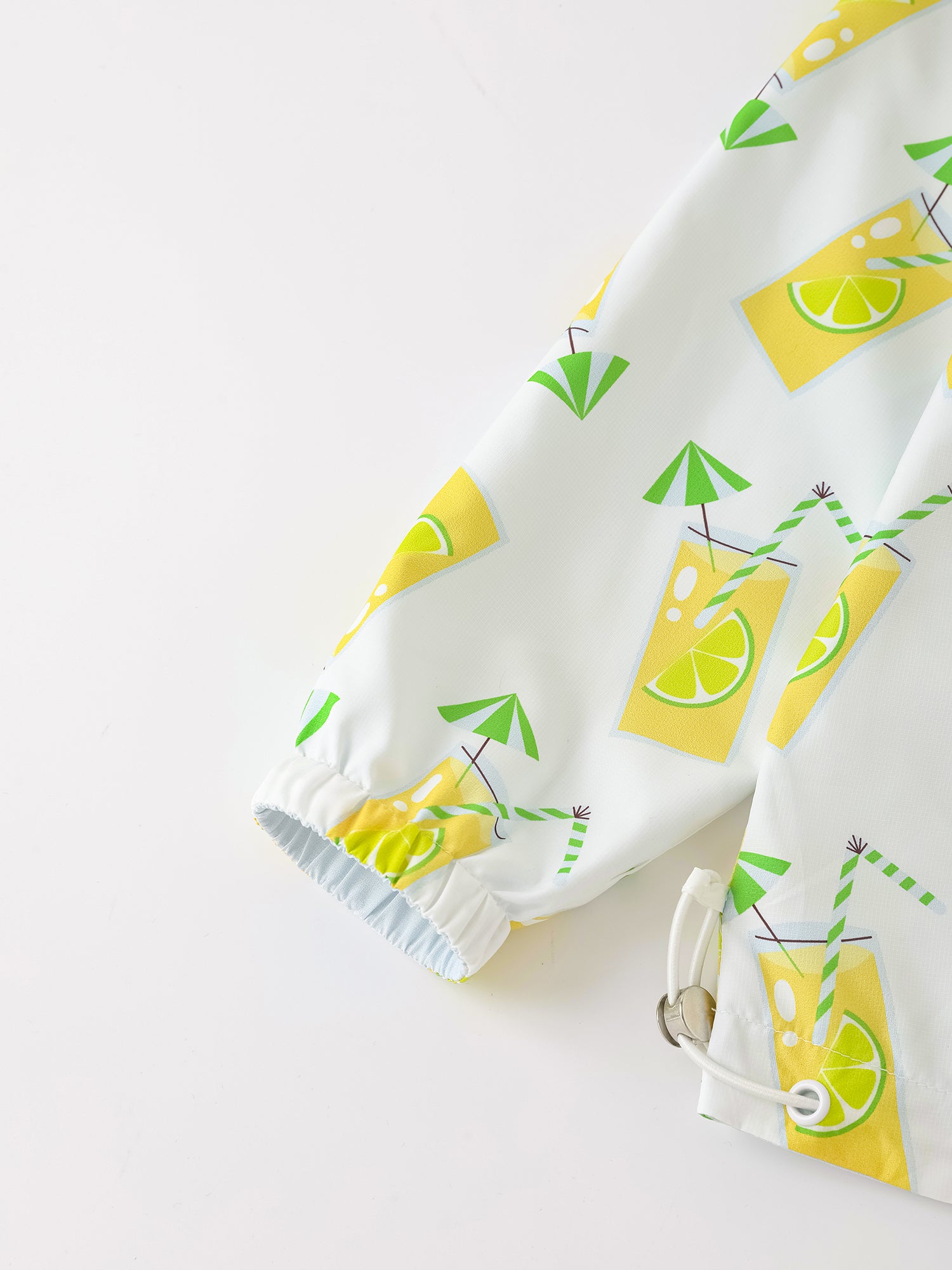 Kid Reversible All-Over Lemon Tea Print Zipped Windbreaker