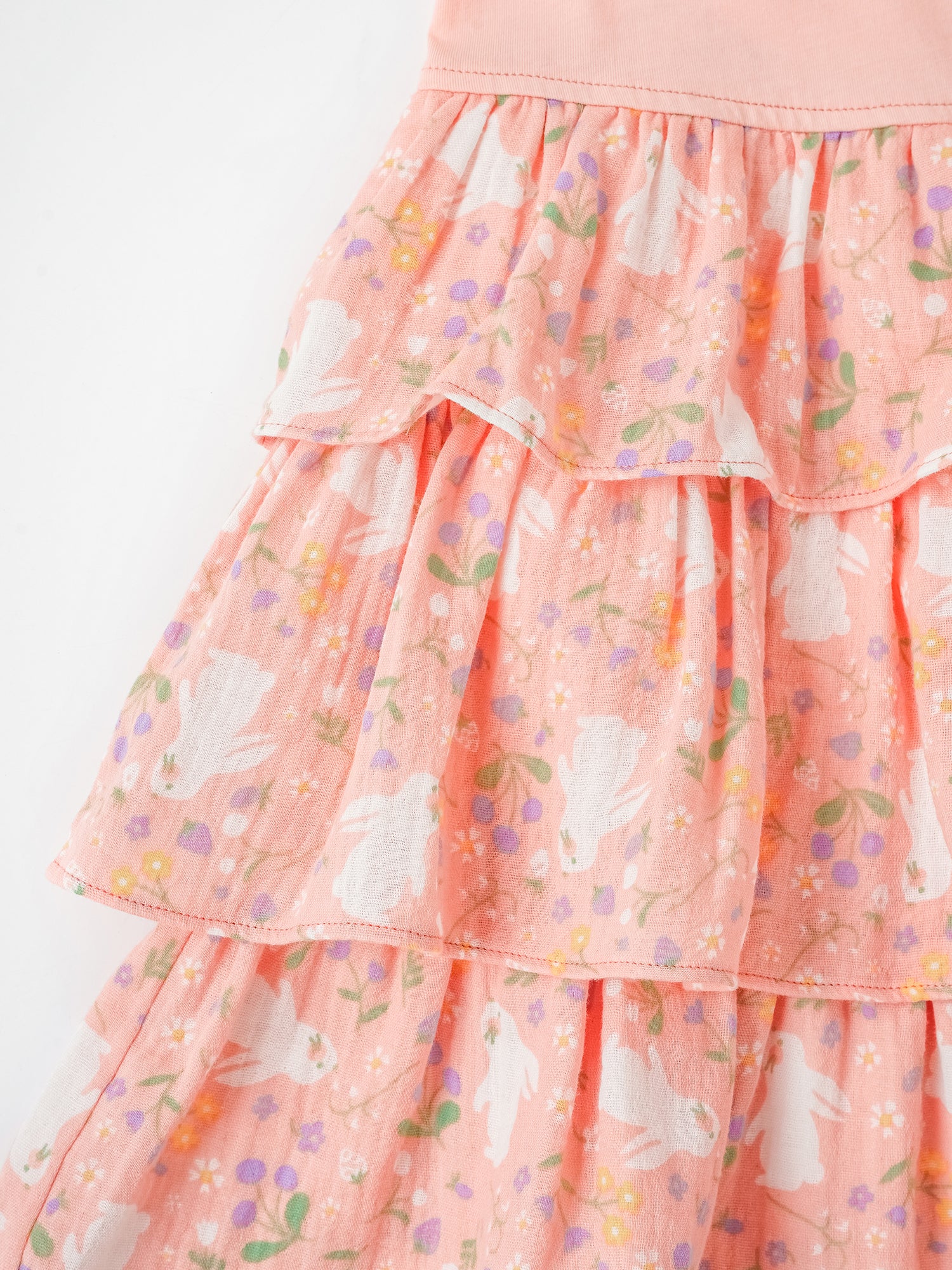 Kid Sleeveless All-Over Bunny Print Layered Dress