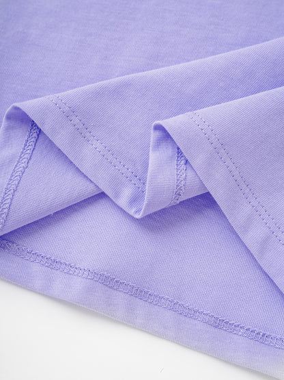 Kid Ruffle Collar Short Sleeve Bunny Print Tee