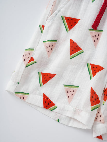 Kid All-Over Watermelon Print Bermuda Shorts