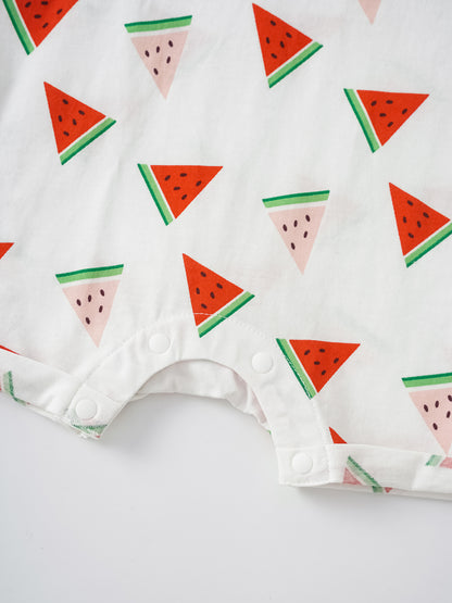 Baby Short Sleeve All-Over Watermelon Print Romper