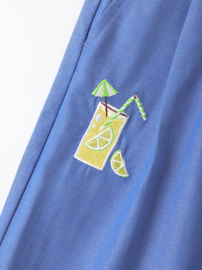 Kid Lemon Tea Print Barrel Pants