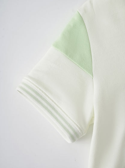 Kid Short Sleeve Logo Embroidery Zipped Hoodie