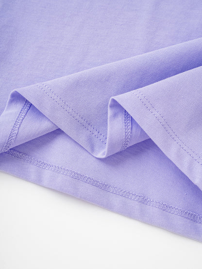 Kid Lace-Trimmed Collar Short Puff Sleeve Bunny Print Tee