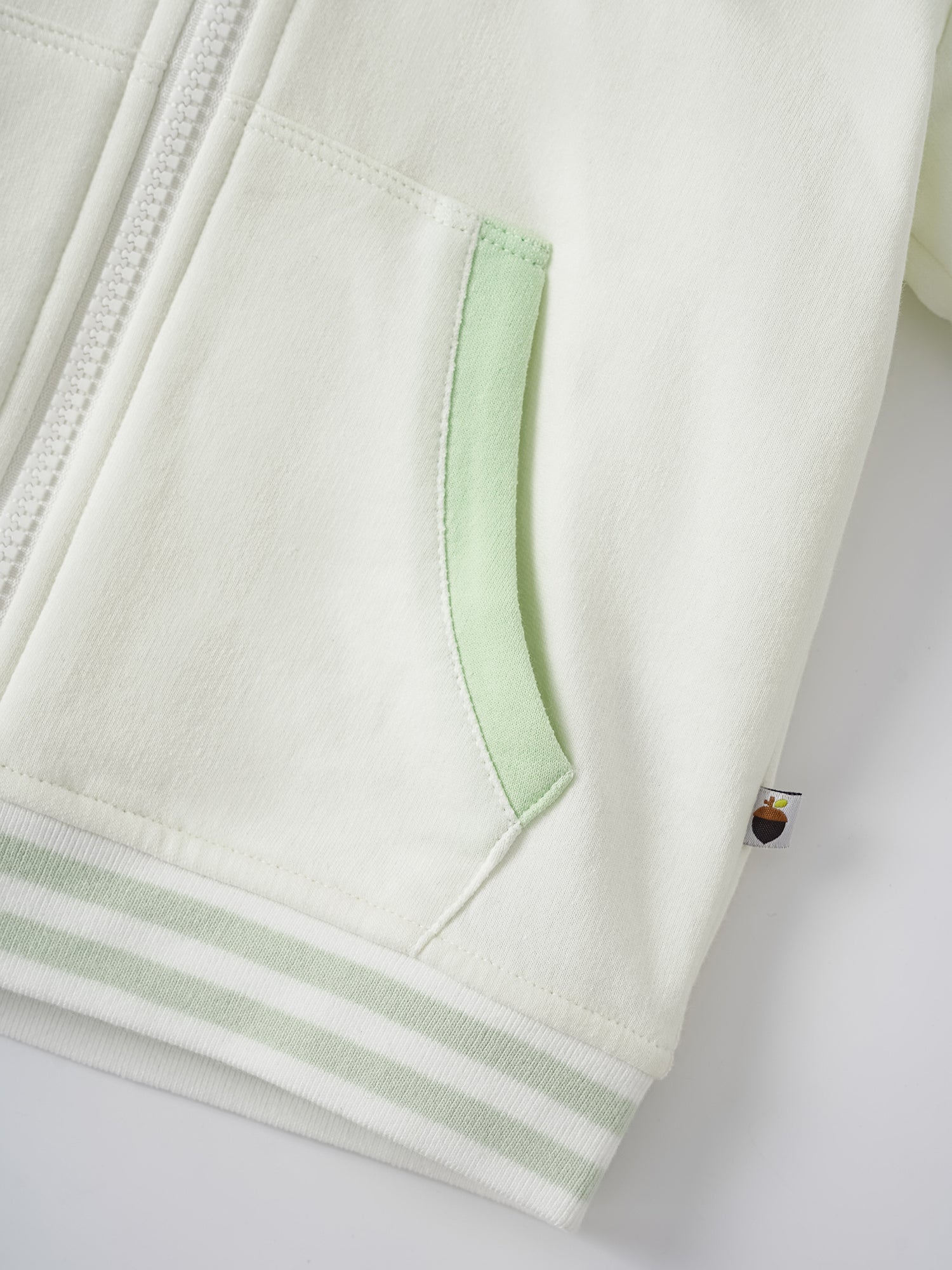 Kid Short Sleeve Logo Embroidery Zipped Hoodie