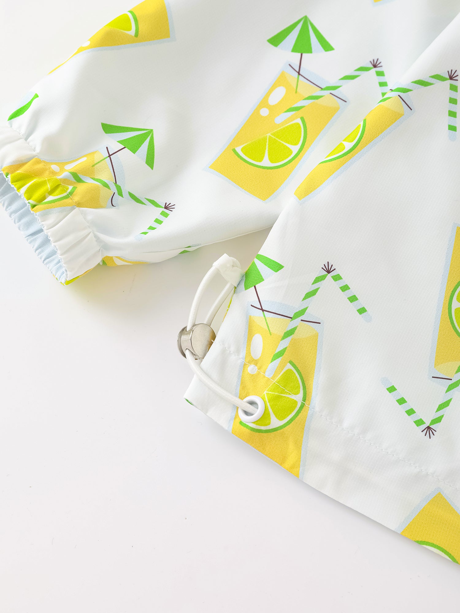 Kid Reversible All-Over Lemon Tea Print Zipped Windbreaker