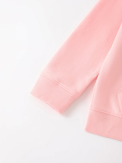 Kid Long Sleeve Embroidery Zipped Hoodie