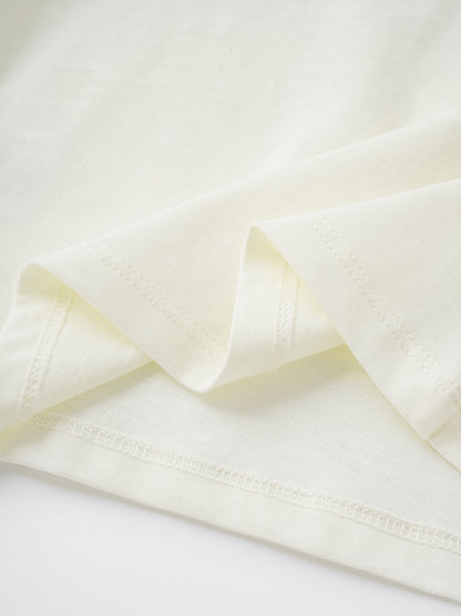 Kid Lace-Trimmed Collar Short Puff Sleeve Bunny Print Tee