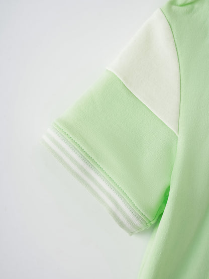 Kid Short Sleeve Logo Embroidery Zipped Hoodie