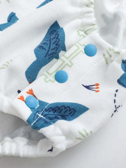 VAUVA Vauva FW23 - Baby Boy White Goose All Over Print Cotton Long Sleeve Bodysuit (White) Bodysuit