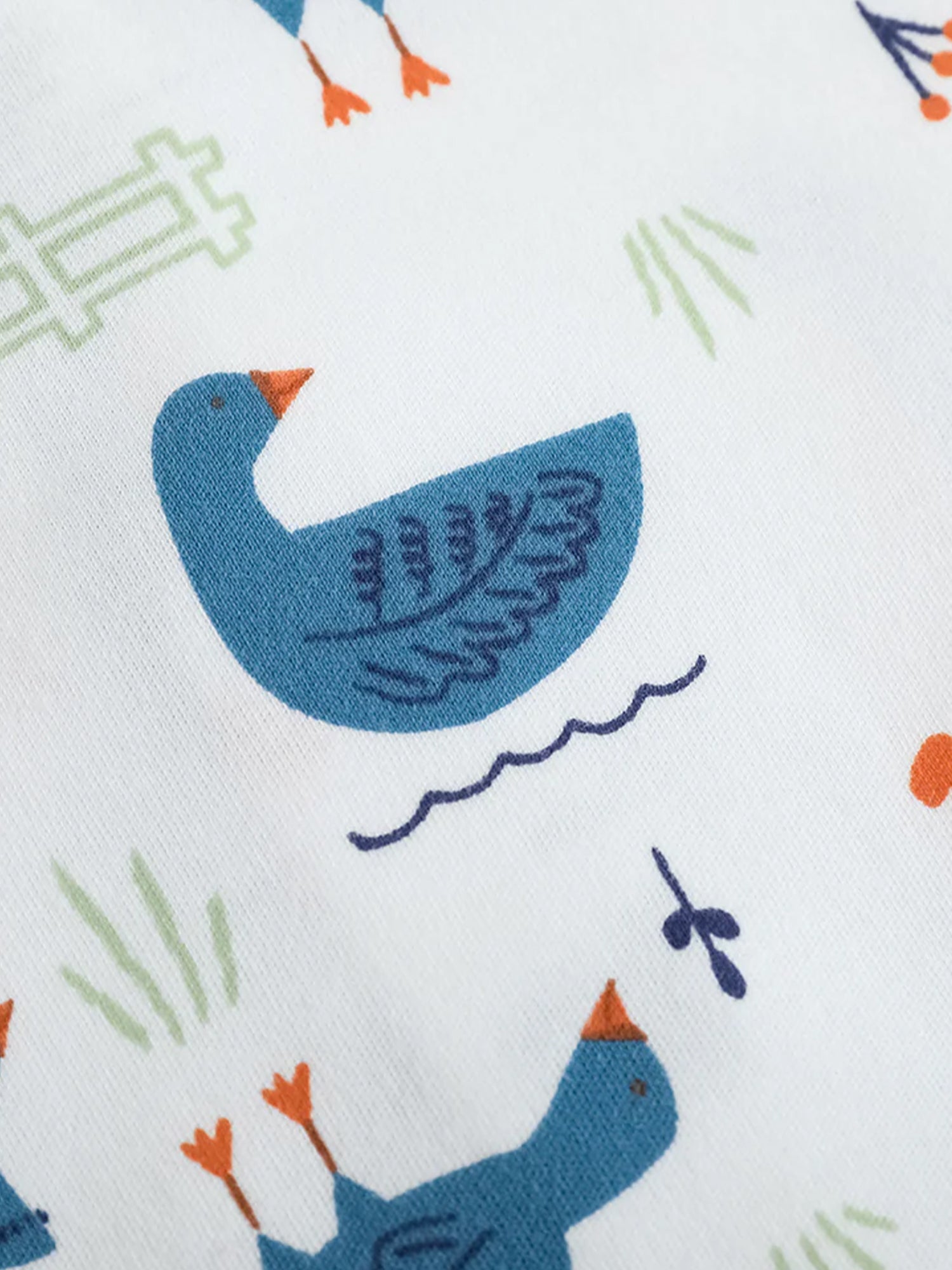 VAUVA Vauva FW23 - Baby Boy White Goose All Over Print Cotton Long Sleeve Bodysuit (White) Bodysuit