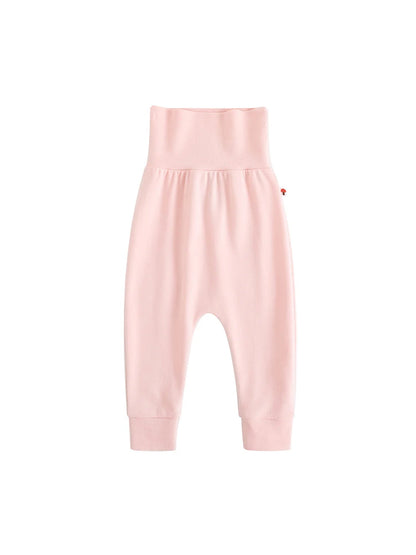 VAUVA Vauva FW23 - Baby Girls Solid Cotton High Waist Trousers (Pink)