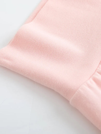 VAUVA Vauva FW23 - Baby Girls Solid Cotton High Waist Trousers (Pink)