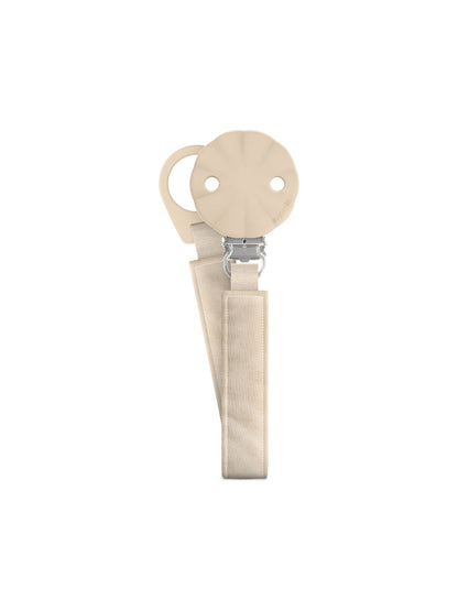 Silicone soother clip with cotton tape  - Wonderland Beige