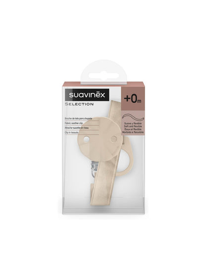 Silicone soother clip with cotton tape  - Wonderland Beige